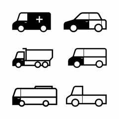 Truck icon black white illustration. Stock vector.