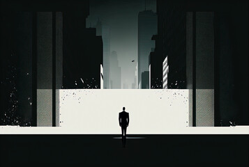 businessman in the city, ready for business. illustration concept art, minimalism. generative ai
