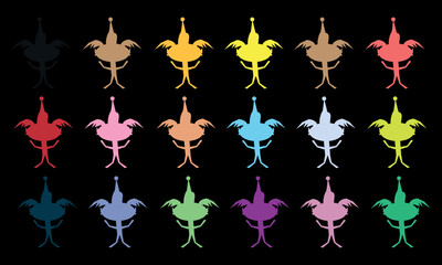 Multi-colored men on a black background