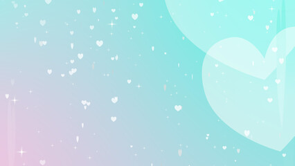 Fototapeta na wymiar 大小のハートとキラキラのバレンタイン背景（水色_右）のイラスト