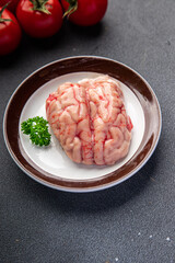 brain pork raw offal fresh meat meal food snack on the table copy space food background rustic top view