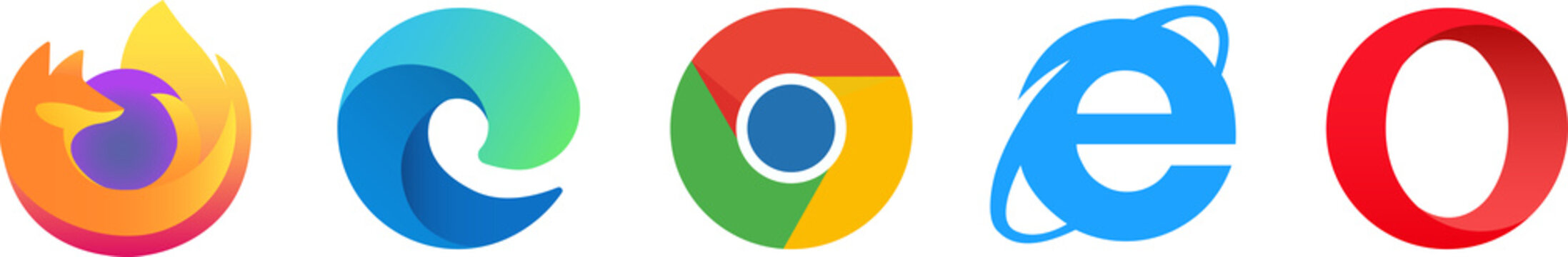 Mozilla Firefox, Microsoft Edge, Google Chrome, Internet Explorer and Opera - popular internet browsers. Kyiv, Ukraine - December 28, 2022