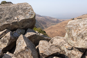 View  from the Gamla tower of the city to the adjacent gorge in the area of the Gamla Nature Reserve, Golan Heights, northern Israel