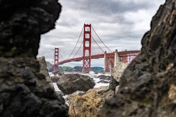 Crédence de cuisine en verre imprimé Plage de Baker, San Francisco Golden Gate Bridge in San Francisco, California. The Golden Gate Bridge is a suspension bridge spanning the Golden Gate. Baker Beach in Background. USA