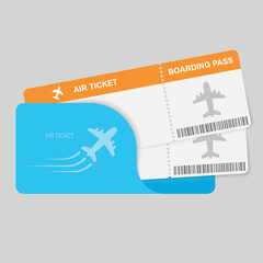 Modern airline travel boarding pass two tickets.