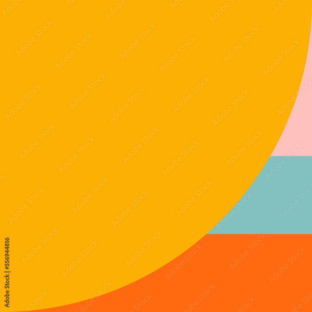 Poster Simple geometric seamless pattern. Modern abstract background with circle, semi circle, square, rectangle stripe shapes in pastel colors.