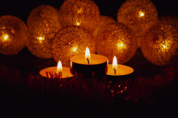 christmas luminous decoration garland with three candles
