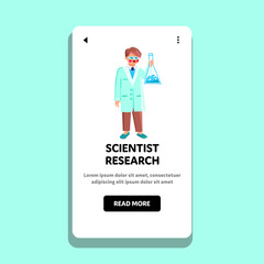 scientist research vector. technology lab, science medical, laboratory chemistry, work vaccine, doctor biotechnology scientist research web flat cartoon illustration