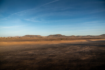 sunset in the desert of islas canarias - fuerteventura