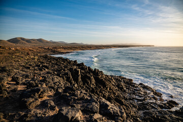 sunset over the sea on islas canarias fuerteventura
