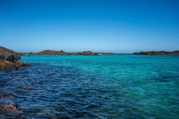 Fototapeta na wymiar Blue lagoon in islas Canarias in Spain - Isla Lobos