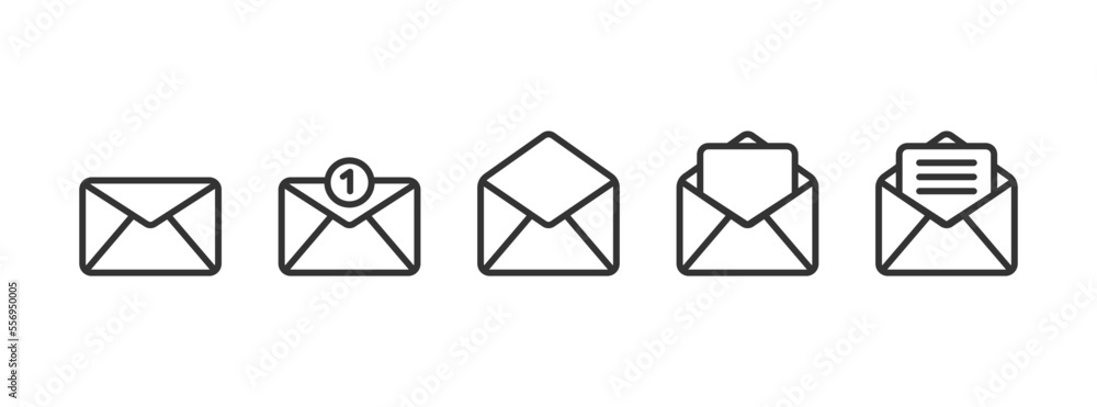 Aufkleber mail icons set outline. letter message icon. email web page symbol. vector stock illustration.