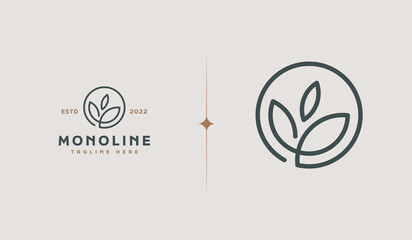 Leaf Flower Tree monoline. Universal creative premium symbol. Vector sign icon logo template. Vector illustration