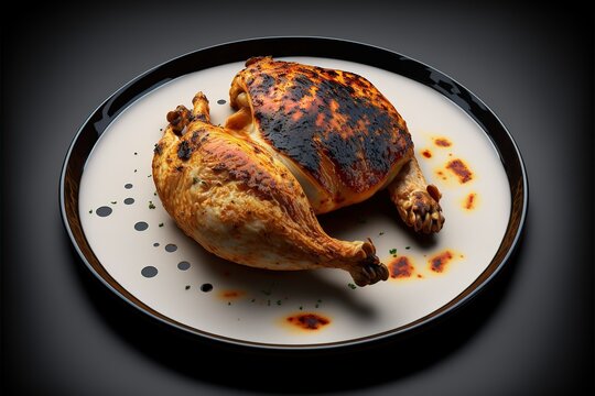 grilled chicken in a plate, grilled, generative AI
