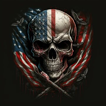 skull with the American flag 