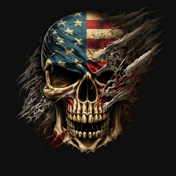scary skull with the American flag 