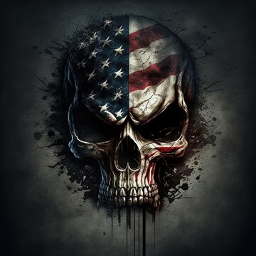 scary skull with the American flag 