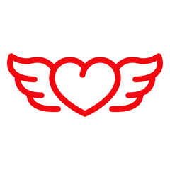 Logo aislado lineal con corazón con alas de ángel