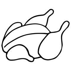 Roasted bird. Fried poultry sign. Food for gala dinner. Vector illustration in cartoon style isolated on white background