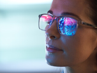 Scientist in glassing doing medical research of brain