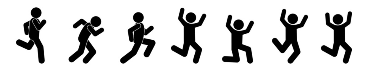 Fototapeta na wymiar running man icon, stick figure, run illustration