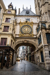 City astronomical clock in Rouen, France 