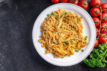 rice noodle vegetable Asian dish fresh funchose meal food snack on the table copy space food background rustic top view