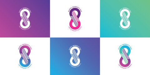 Fototapeta premium Happy women's day logo design. Simple and unique logo