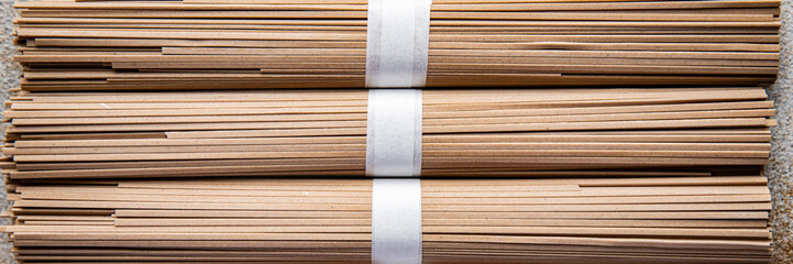 soba buckwheat noodles raw Asian snack meal food snack on the table copy space food background rustic top view