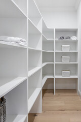 new interior of a modern storage or stylish pantry