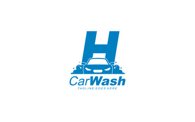 H logo carwash for identity. car template vector illustration for your brand.