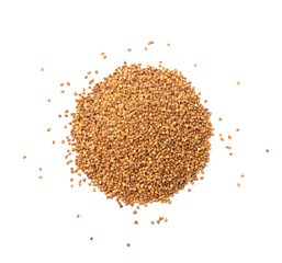 Raw Buckwheat Pile Isolated, Dry Buck Wheat Grains, Russian Kasha Heap, Uncooked Buckwheat Cut Out