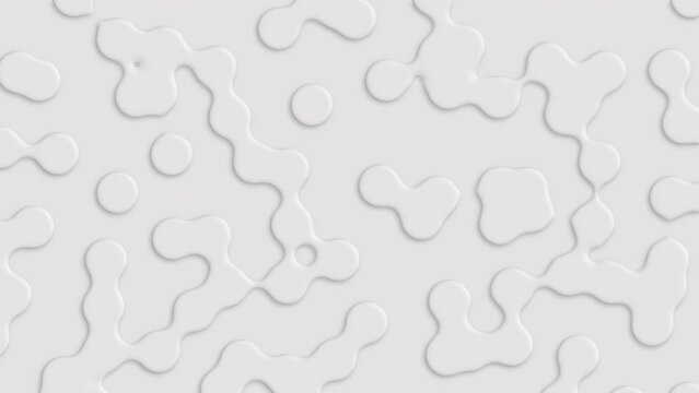 Smooth fractal noise metaballs on the surface. Bright, milky motion background. Seamless loop.