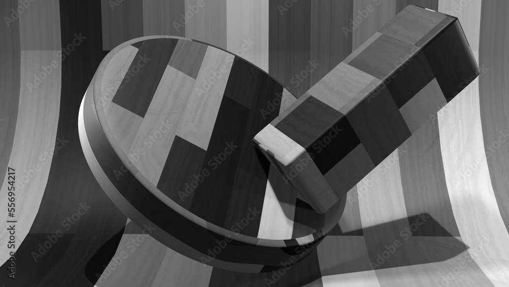 Poster 3d rendering. abstract cylinder and square shapes with wooden textures. suitable for your abstract b