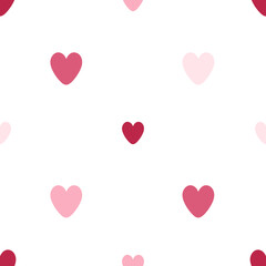 Seamless pattern with pink hearts. For card, posters, banners, printing on the pack, printing on clothes, fabric, wallpaper.