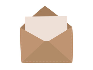 Mail envelope with an empty paper. Message template. Vector illustration isolated on a white background