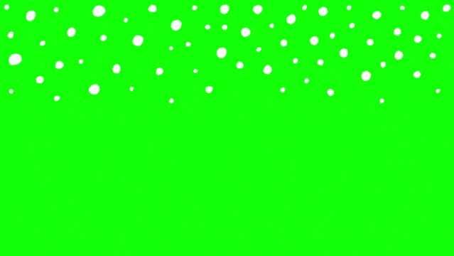 4K HD Doodle Cute Winter Falling Snow Snowflake Polkadot Confetti Rectangle Frame Border Hand Drawn Drawing Cartoon Stop Motion Minimal Loop Animation Motion Graphic Black Green Screen Background