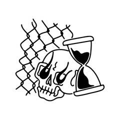 vector illustration of a skull with a fence
