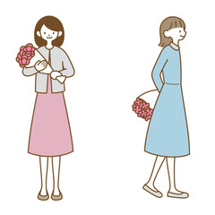 花束を持つ女性