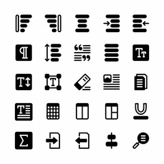 Text editor icon set with mixed style