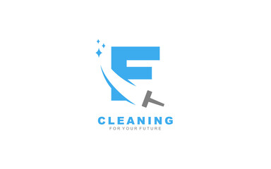 F logo cleaning services for branding company. Housework template vector illustration for your brand.