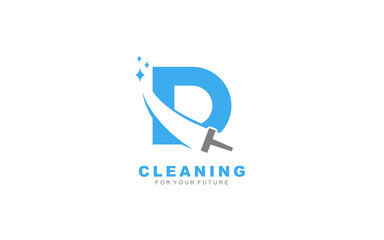 D logo cleaning services for branding company. Housework template vector illustration for your brand.
