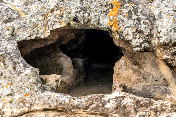 Ventanillas de Otuzco Peruvian archaeological site, cemetery in the rock
