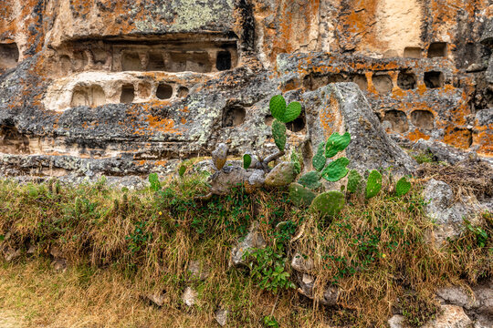 Ventanillas de Otuzco Peruvian archaeological site, cemetery in the rock
