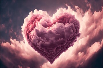 heart made of mostly pink clouds, ai generated
