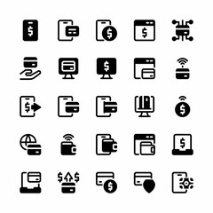 Online payment icon set with mixed style