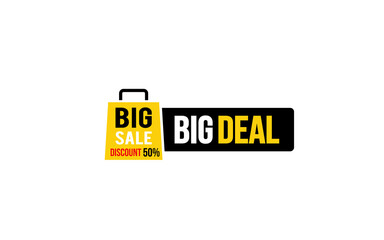 50 Percent BIG DEAL offer, clearance, promotion banner layout with sticker style. 

