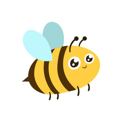 Cute Cartoon Bees On White Background vector illustration