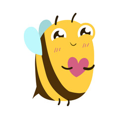 Cute Cartoon Bees On White Background vector illustration