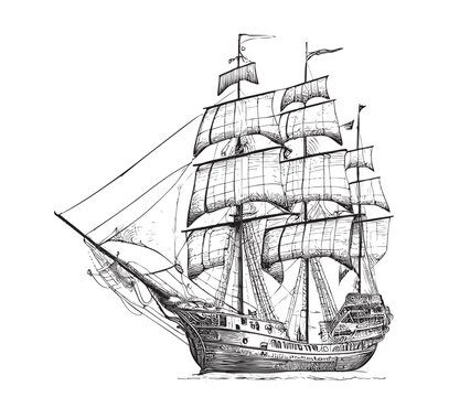 Pirate Drawings  Pirate with an eye patch drawing  Pirate ship  illustration